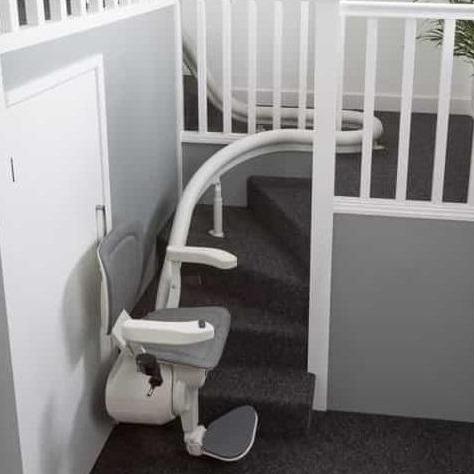 Silla Salvaescalera Electrica Curva Para Subir Escaleras para Personas con Discapacidad o Personas Mayores - Vitalefy