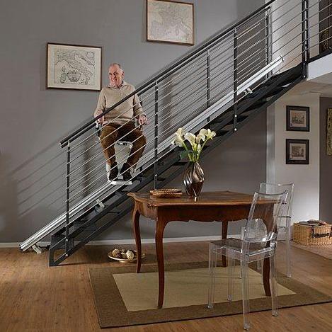 Silla Salvaescalera Electrica Recta Para Subir Escaleras para Personas con Discapacidad o Personas Mayores - Vitalefy