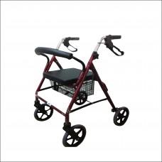 Andadera Rollator De Lujo Desarmable De Aluminio Roja 4 Ruedas 8 Pulg 120 Kg - Vitalefy