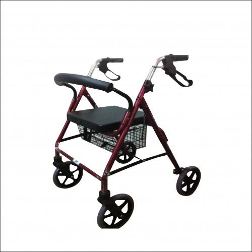 Andadera Rollator De Lujo Desarmable De Aluminio Roja 4 Ruedas 8 Pulg 120 Kg - Vitalefy