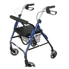 Andadera Rollator Desarmable De Aluminio Azul 4 Ruedas 6 Pulg 120 Kg - Vitalefy