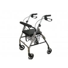 Andadera Rollator Desarmable De Aluminio Gris 4 Ruedas 6 Pulg 120 Kg - Vitalefy