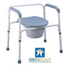 Comodo Bariatrico Sin Ruedas Brazo Fijo Acero Esmaltado Blanco 150 Kg - Vitalefy