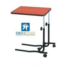 Mesa Puente Con Bandeja Fija Cafe Altura Ajustable C/Perilla Base C C/2 Ruedas - Vitalefy