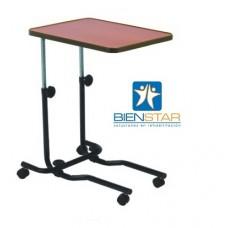 Mesa Puente Con Bandeja Fija Cafe Altura Ajustable C/Perilla Base C C/4 Ruedas - Vitalefy