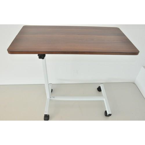 Mesa Puente Con Bandeja Fija Cafe Altura Ajustable C/Perilla Base H C/4 Ruedas - Vitalefy