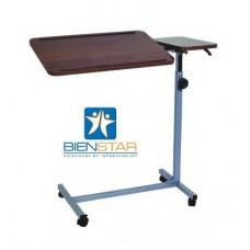 Mesa Puente Con Bandeja Inclinable Cafe Altura Ajustable C/Perilla Base H C/4 Ruedas - Vitalefy