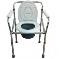 Silla Comodo S/Ruedas Brazo Fijo Acero Cromado Plegable 110 Kg - Vitalefy