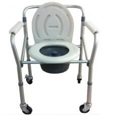 Silla Comodo Ruedas 3 Pulg Aluminio Anodizado Frenos 90 Kg - Vitalefy