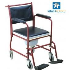 Silla Comodo Ruedas 5 Pulg Tinta Tapiz Negro Pierneras Desm. Brazos Abatibles Frenos 100 Kg - Vitalefy