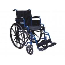 Silla De Ruedas De Acero Esmaltada De 18 Pulg (45.72 Cm) Azul Cañuela Pierneras Y Brazos Desmontable - Vitalefy