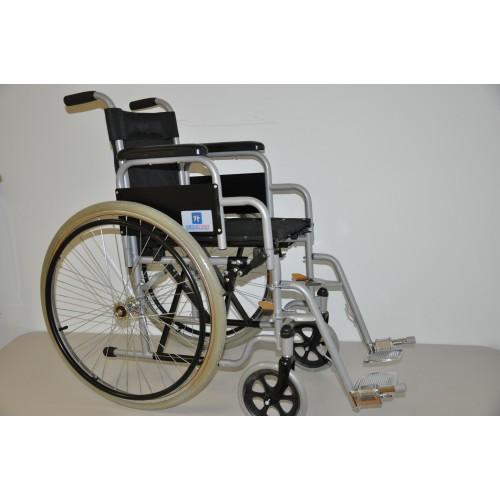 Silla De Ruedas De Acero Esmaltada De 18 Pulg (45.72 Cm) Gris Neumatica Pie Y Bra Demontables 120 Kg - Vitalefy