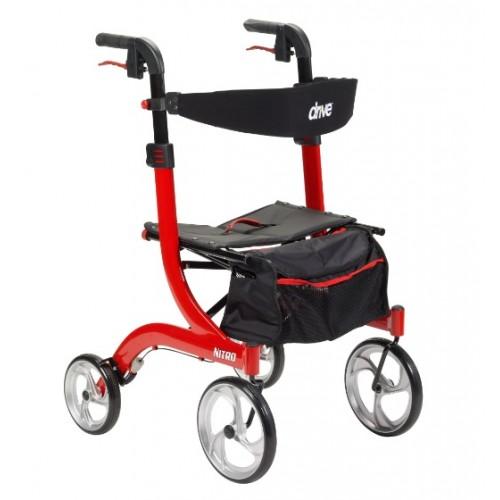 Andadera Rollator Nitro Aluminio Roja Llantas Delan. 10 Pulg. 136 Kg - Vitalefy